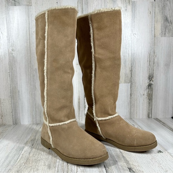 NEW Xhilaration Kameke Suede Faux Sherpa Lined Tall Boots #34 - Picture 2 of 10